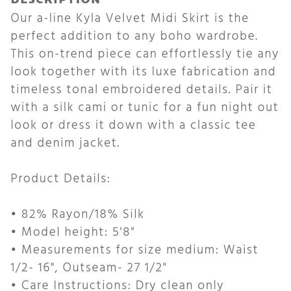 Nwt Johnny Was Embroidered Velvet Skirt Small - Picture 5 of 8